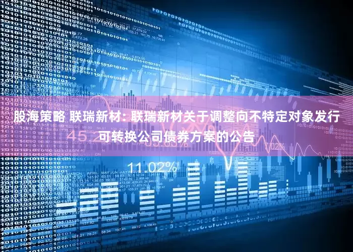 股海策略 联瑞新材: 联瑞新材关于调整向不特定对象发行可转换公司债券方案的公告